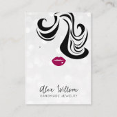 Minimalistische zilveren bokeh golvend haar modern visitekaartje (Voorkant)