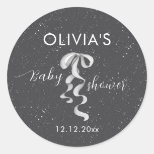 Minimalistische Zilveren Boog Winter Snow Baby Sho Ronde Sticker