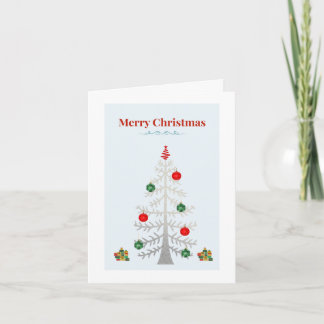 Minimalistische Zilveren Boom Kerstkaart Kaart