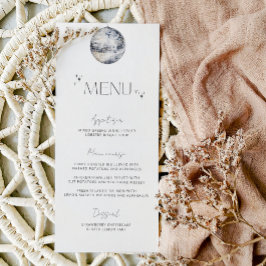 Minimalistische Zilveren Disco Bal Huwelijksmenu Menu