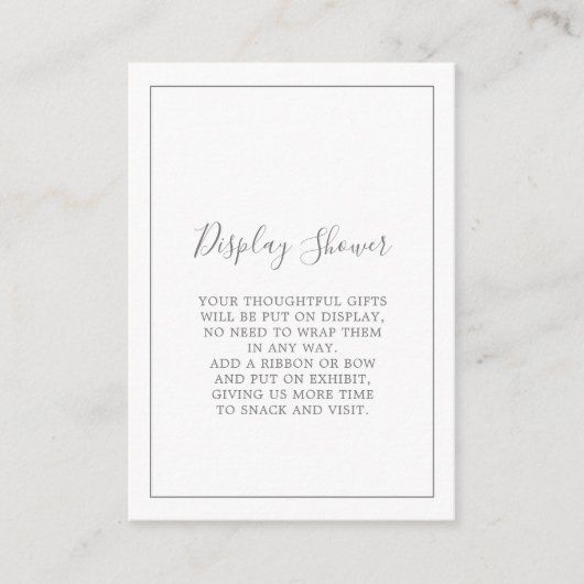 Minimalistische Zilveren Display Shower Enclosure  Informatiekaartje (Voorkant)