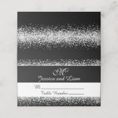 Minimalistische zilveren glitter op zwart plaatskaartje (Buitenkant ongevouwen)