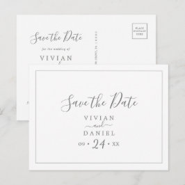 Minimalistische Zilveren Horizontale Save the Date Uitnodiging Briefkaart