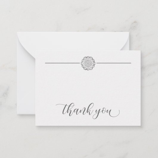 Minimalistische zilveren mandala dank u notitiekaartje (Voorkant)