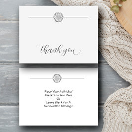 Minimalistische zilveren mandala dank u notitiekaartje