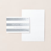 Minimalistische zilveren strepen Bedankt Folie Kaarten (Display)