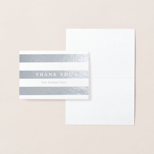 Minimalistische zilveren strepen Bedankt Folie Kaarten (Display)