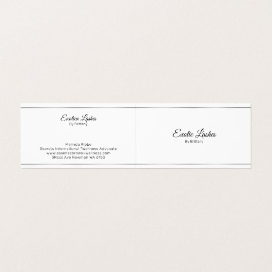 Minimalistische zilveren strepen blauwe tint achte visitekaartje (Buitenkant ongevouwen)