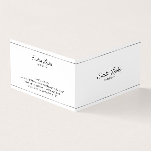 Minimalistische zilveren strepen blauwe tint achte visitekaartje (Buitenkant)