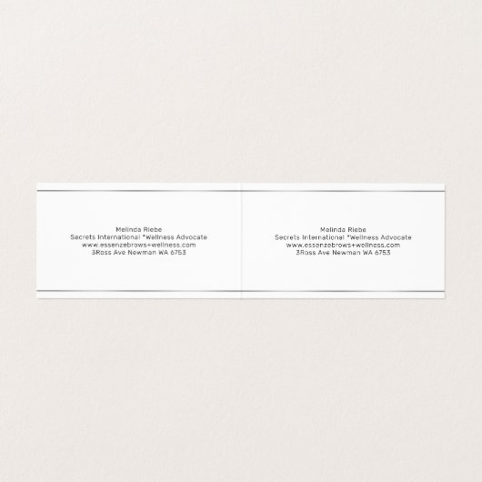 Minimalistische zilveren strepen blauwe tint achte visitekaartje (Binnenkant ongevouwen)