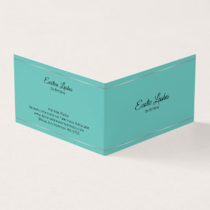 Minimalistische zilveren strepen turquoise achterg visitekaartje