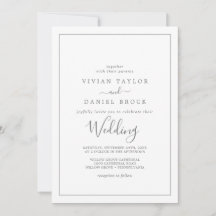 Minimalistische zilveren trouwuitnodiging