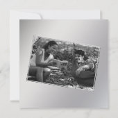 Minimalistische Zilveren Zwarte Witte Trouw Save The Date (Achterkant)