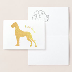 Minimalistische zilverfolie Great Danes Kaarten