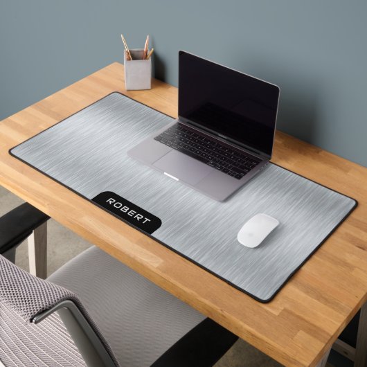 Minimalistische zilvergrijs geborsteld aluminium t bureaumat (Kantoor 2)