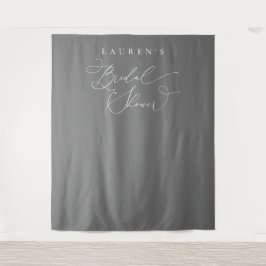 Minimalistische ZilverGrijze Bruidsuitnodiging Fot Wandkleed