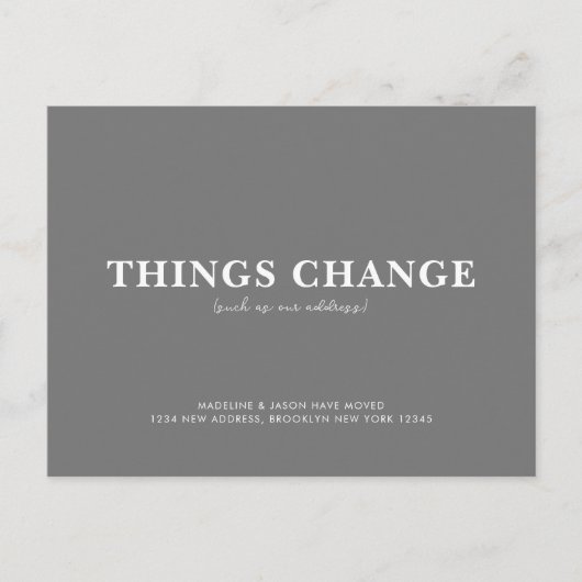 Minimalistische Zilvergrijze dingen veranderen Aankondigingskaart (Voorkant)