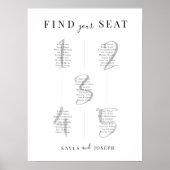 Minimalistische zitplaatskaart tafel 5 bord poster (Voorkant)