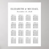 Minimalistische zitplaatskaart voor 16 tafels op e poster (Voorkant)