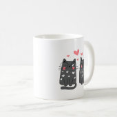 Minimalistische zoete speelse twee grijze kat roze koffiemok (Voorkant rechts)