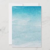 Minimalistische zomer blauwe oceaan strand bruilof kaart (Achterkant)