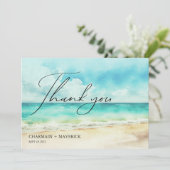 Minimalistische zomer Ocean Beach Bedankkaart (Staand voorkant)