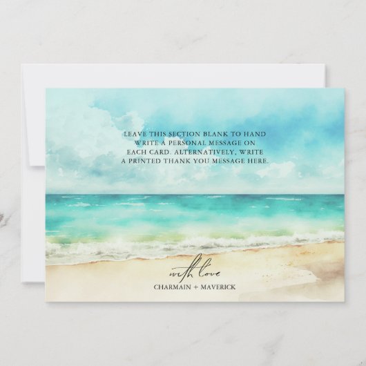 Minimalistische zomer Ocean Beach Bedankkaart (Achterkant)