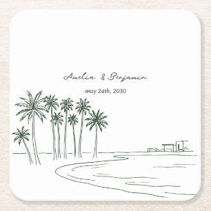 Minimalistische Zomer Romantische Palm Whimsical B Kartonnen Onderzetters