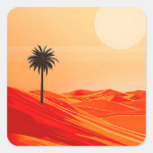 Minimalistische zomer woestijn oase vierkante sticker (Voorkant)