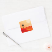 Minimalistische zomer woestijn oase vierkante sticker (Envelop)