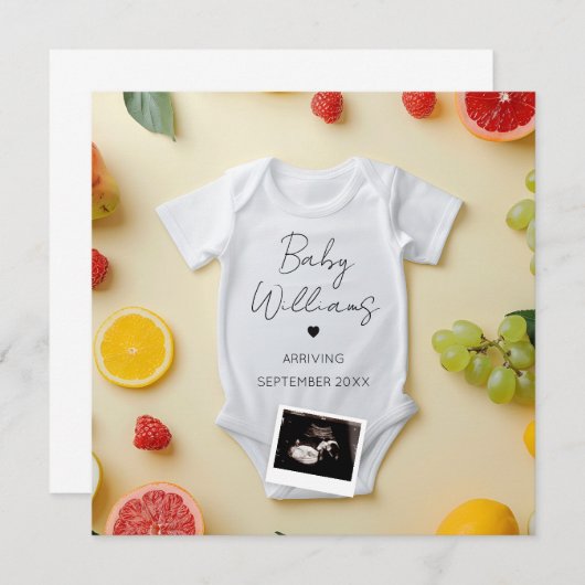 Minimalistische Zomerzwangerschap Aankondiging (Voorkant / Achterkant)