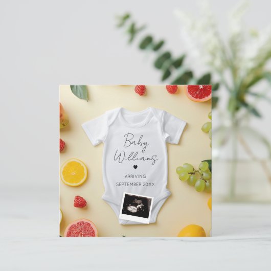 Minimalistische Zomerzwangerschap Aankondiging (Staand voorkant)