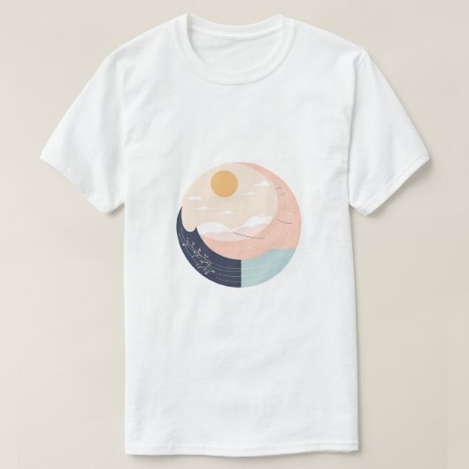 Minimalistische Zon en Maan Boho Mok – Celestial L T-shirt (Design voorkant)