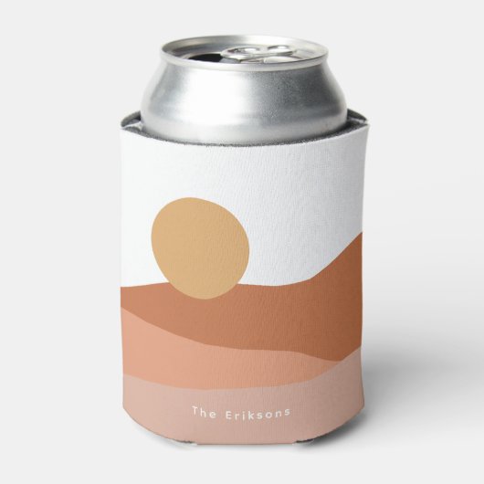 Minimalistische zon- en moondromen in woestijn blikjeskoeler (Blikje Voorkant)