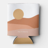 Minimalistische zon- en moondromen in woestijn blikjeskoeler (Voorkant)