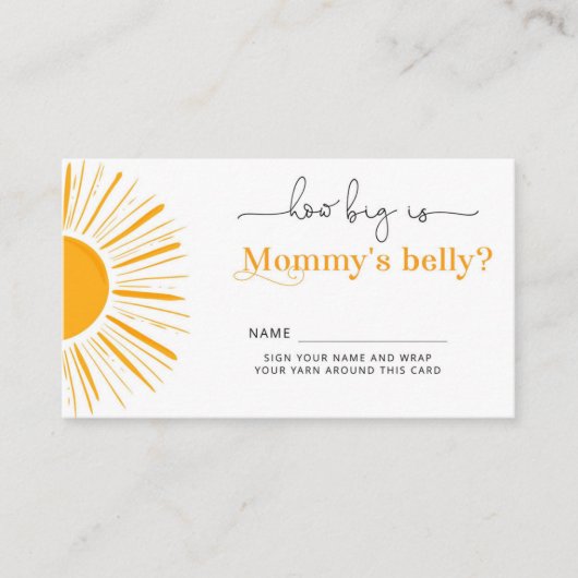 Minimalistische zon hoe groot is mama's buik informatiekaartje (Voorkant)