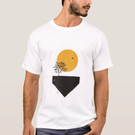 Minimalistische zon met 🌞 boom 🌿 t-shirt