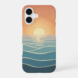Minimalistische Zonne- en Zee Vintage iPhone 16 Hoesje