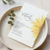 Minimalistische zonnebloem boho bruiloft details informatiekaartje