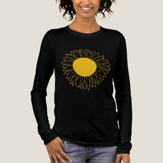 Minimalistische Zonnebloem Botanische Kunst Tri-Blend Shirt (Voorkant)
