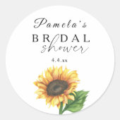 Minimalistische zonnebloem Bruidsdouche  Ronde Sticker (Voorkant)