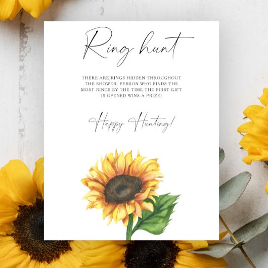 Minimalistische zonnebloem bruidsshower Ring zoek  Poster