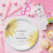 Minimalistische zonnebloem bruiloft papieren bordje (Feest)