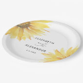 Minimalistische zonnebloem bruiloft papieren bordje (Gekanteld)