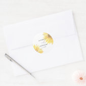 Minimalistische zonnebloem bruiloft ronde sticker (Envelop)