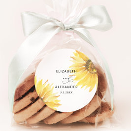 Minimalistische zonnebloem bruiloft ronde sticker