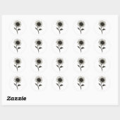 Minimalistische zonnebloem – Elegant botanisch ont Ronde Sticker (Vel)