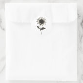 Minimalistische zonnebloem – Elegant botanisch ont Ronde Sticker (Tas)