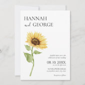 Minimalistische zonnebloem foto boog bruiloft kaart (Voorkant)