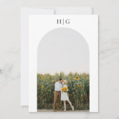 Minimalistische zonnebloem foto boog bruiloft kaart (Achterkant)